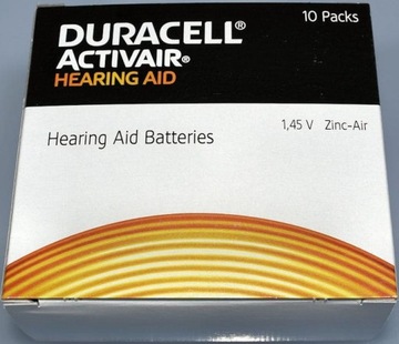 30 батареек для слуховых аппаратов DURACELL 13 PR48