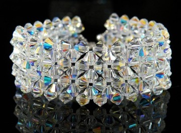 Широкий свадебный браслет с кристаллами SWAROVSKI.