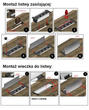 Listwa 3x230V + wieczko CZARNE KAPSA BACHMANN