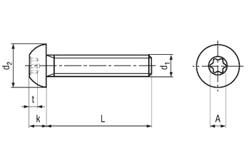 Черный шариковый винт M8x16 torx, черная оцинковка, 5 шт.