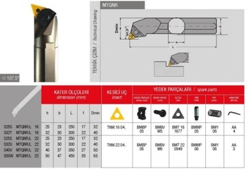 Nóż tokarski wytaczak S40U MTQNL 22 TNMG 2204