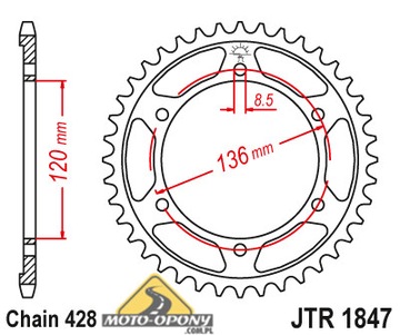 Комплект привода Yamaha TDR 125. Усиленная цепь.