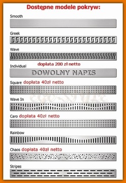 KESMET odpływ liniowy 80 cm przyścienny 10 wzorów