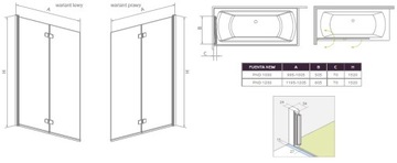 Шторка для ванны Radaway FUENTA PND - продажа, установка