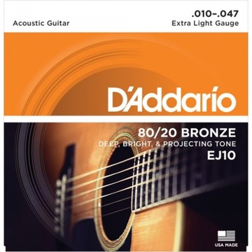 Струны для акустической гитары D'Addario EJ10 10-47