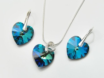 ШОК! Набор Swarovski Heart Mix Color Серебро 925