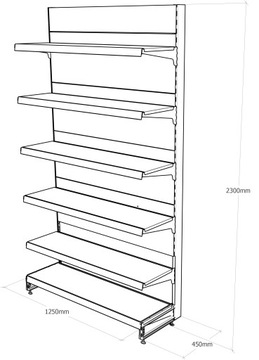 REGAŁ SKLEPOWY MAGO metalowy ścienny 230/125/45