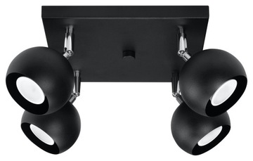 Lampa Sufitowa PLAFON LISTWA OCULARE 4 CZARNY okrągłe klosze do korytarza