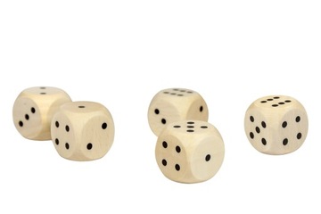 Набор кубиков DICE, 5 шт., 2x2 см, ДЕРЕВЯННЫЕ