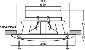 ПАРЫ ДИНАМИКОВ ДЛЯ СКРЫТОГО МОНТАЖА, ВЛАГОСТОЙКИЕ MONACOR SPE265/WS
