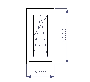 ОКНО ПВХ 500 x 1000 RU 1 x ДУБ ЗОЛОТОЙ