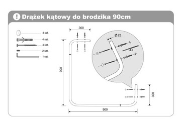 УГЛОВАЯ ДУШЕВАЯ ШТОРКА ДУШЕВОЙ ПОДДОН 90X90