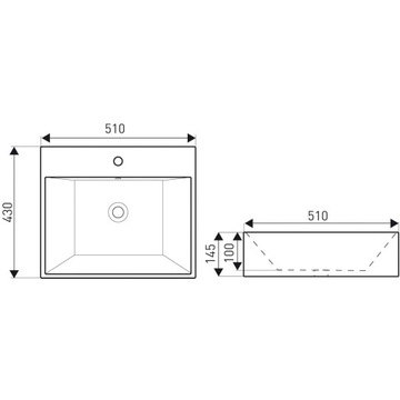 Umywalka Nablatowa prostokątna Kerra KR 702