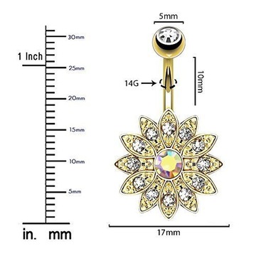 KOLCZYK DO PĘPKA SWAROVSKI ZŁOTY SREBRNY NEW KWIAT