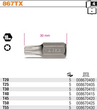 KOŃCÓWKA TORX BETA 867TX/20 T20 ZABIERAK 10MM