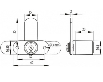 ZAMEK MEBLOWY 16mm z RYGLEM DO MEBLI SZAF SZUFLAD DRZWICZEK SZAFKI SZAFEK