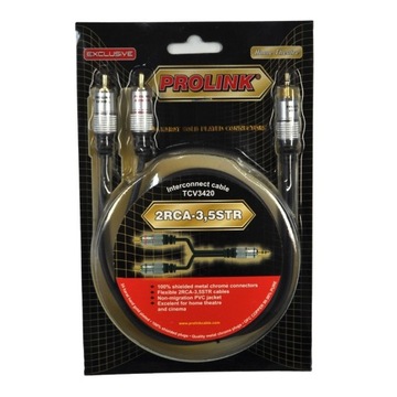 Kabel Przewód 2RCA-3,5mm 2RCA-Jack PROLINK 3m