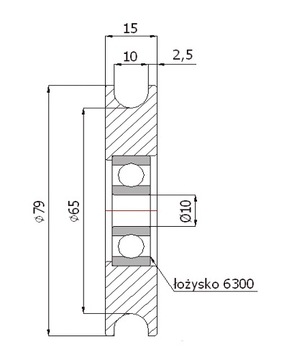 FI 79 МЕТАЛЛИЧЕСКИЙ РОЛИК С КАБЕЛЕМ FI 10 ТЯЖНЫЕ РОЛИКИ