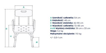 Табурет для душа СО СПИНКОЙ + РУЧКИ TF 355L