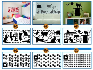 НАКЛЕЙКИ на стену КОШКИ наклейка с котом 150см