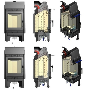 Камин INSERT стальной воздушный камин EKO BLANKA 12 левый правый, 3 стекла