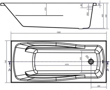 ПРЯМОУГОЛЬНАЯ ВАННА 160X70 CERSANIT LANA S301-162