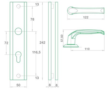 Klamko-pochwyt zewn Haga Plus AXA stare złoto 72mm