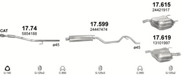 Глушитель средний Opel Vectra C, объём 1,6+1,8 + комплект