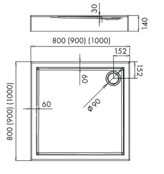 NOVELLINI Душевой поддон CITY A 100X100x14 с корпусом