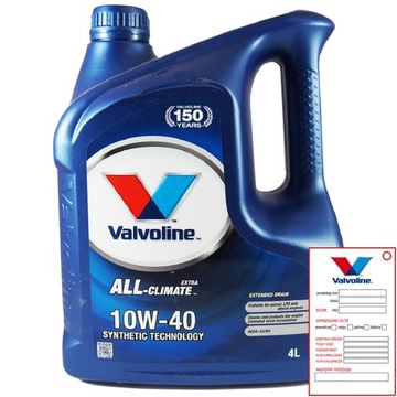 880478 МАСЛО VALVOLINE VALVOLINE ALL CLIMATE EXTRA 10W40 4L API: SL/C