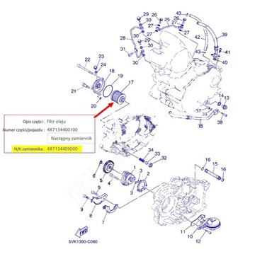Yamaha 4X7-13440-90 FILTR OLEJU XV XVS Virago Drag Star TDM XT XTZ Tenere