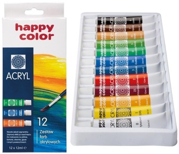 Краски акриловые HAPPY COLOR, 12 цветов по 12 мл.