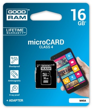 КАРТА GOODRAM MICRO SD ПАМЯТЬ 16 ГБ + АДАПТЕР SDHC