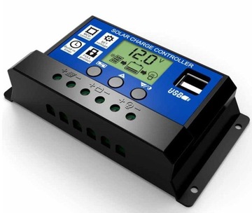 Regulator ładowania 10A PWM solar 12V 24V LCD USB