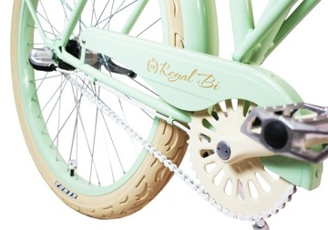 Rower miejski damski 26 cruiser damka MINT RoyalBi miętowy bagażnik koszyk