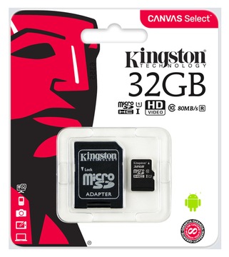 Карта памяти KINGSTON Micro SD 32 ГБ C10 + АДАПТЕР