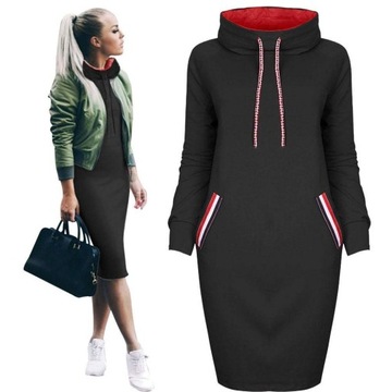 SPORTOWA DŁUGA BLUZA DRESOWA DAMSKA OVERSIZE MODNA