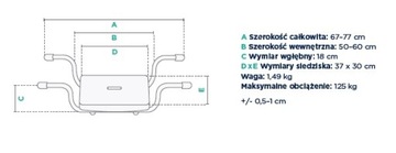 Сиденье для ванны, встраиваемая скамейка для ванны, до 125 кг.