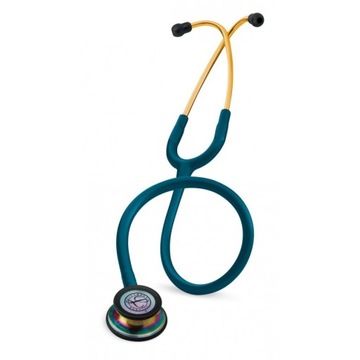 Стетоскоп 3M Littmann Classic III, радужная головка, золотая лира, синий карай