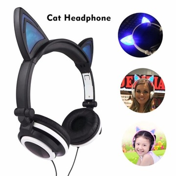 СКЛАДНЫЕ НАУШНИКИ CAT EAR, СВЕТОДИОДНАЯ ПОДСВЕТКА