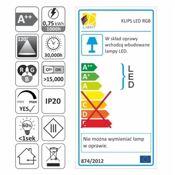 SET 2-POINT RGB LED зажим для стеклянных полок + блок питания