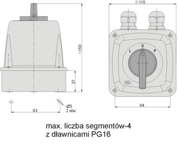 ELEKTROMET ŁĄCZNIK KRZYWKOWY IP44 25A L-O-P 922529