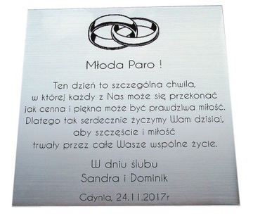 Tabliczka 12x12 życzenia dedykacja ślub GRAWER