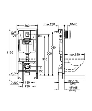 Каркас унитаза GROHE RAPID FRESH 5в1 SKATE COSMOPOLITAN