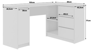 СОВРЕМЕННЫЙ КОМПЬЮТЕРНЫЙ УГЛОВОЙ СТОЛ 155x85x77см