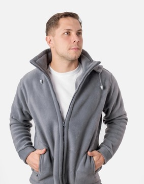 Теплая мужская флисовая толстовка с капюшоном Men's Fleece MAX01 4XL серая