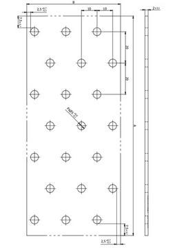 PP8 ПЕРФОРИРОВАННАЯ ПЛИТА ПЛОСКИЙ СОЕДИНИТЕЛЬ 60x240 ОЦИНКОВАННЫЙ