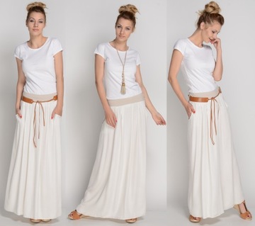 ЛЕТО воздушная длинная юбка MAXI BOHO BEIGE S, M, L