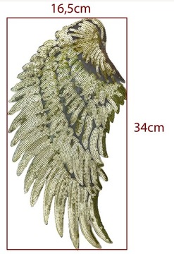 Термонашивка с пайетками Gold Wings БОЛЬШАЯ 34см