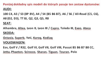 DYSTANSE KÓŁ 5x112 AUDI VW SEAT SKODA 17mm+śruby